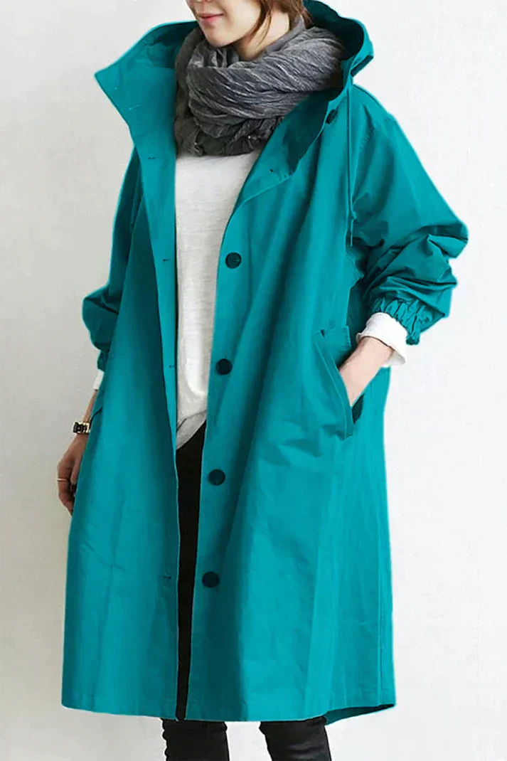 Hooded Trench Coat with Belt for Women