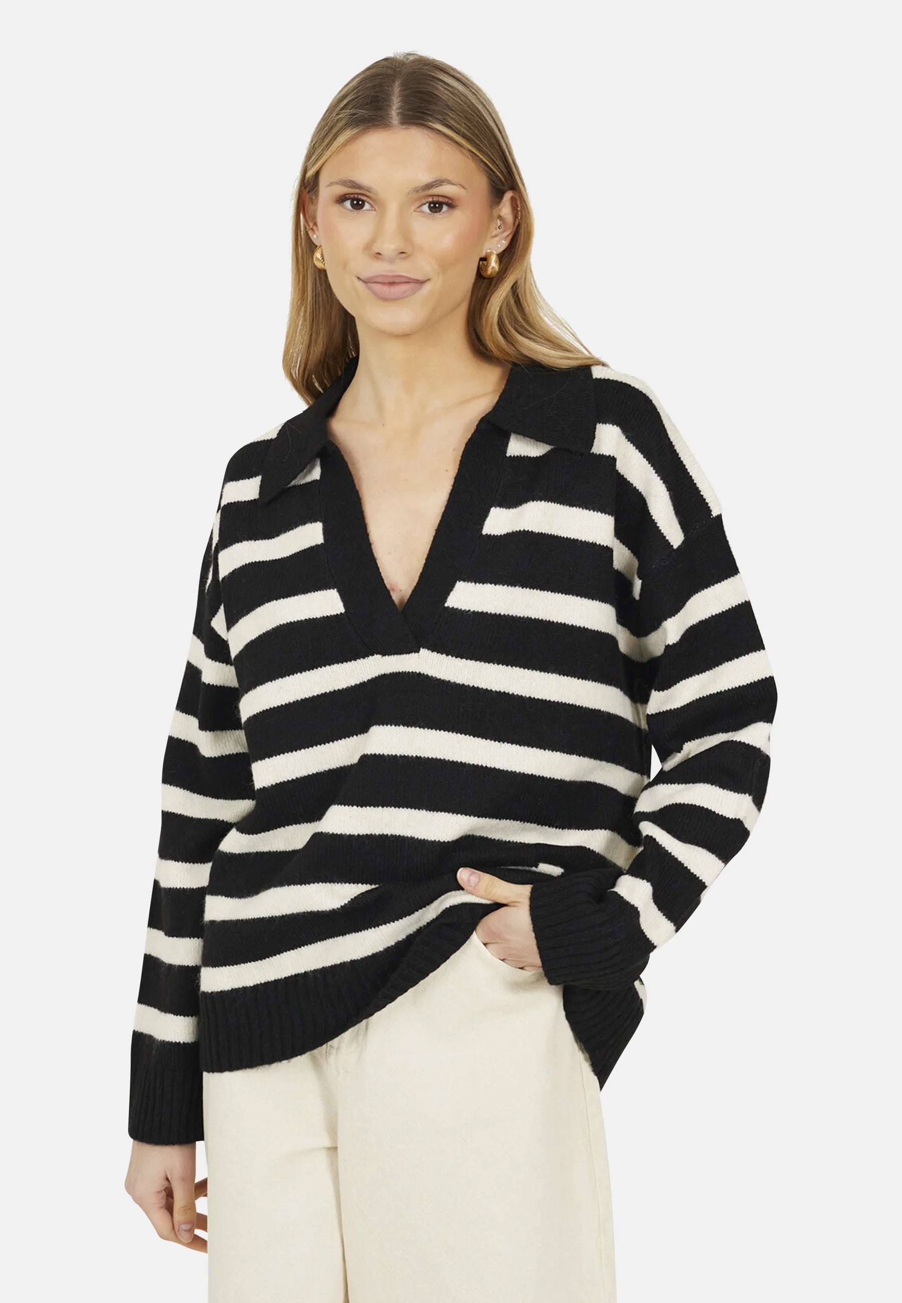 Striped Knit Sweater for Women