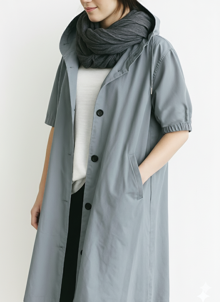Hooded Trench Coat with Belt for Women