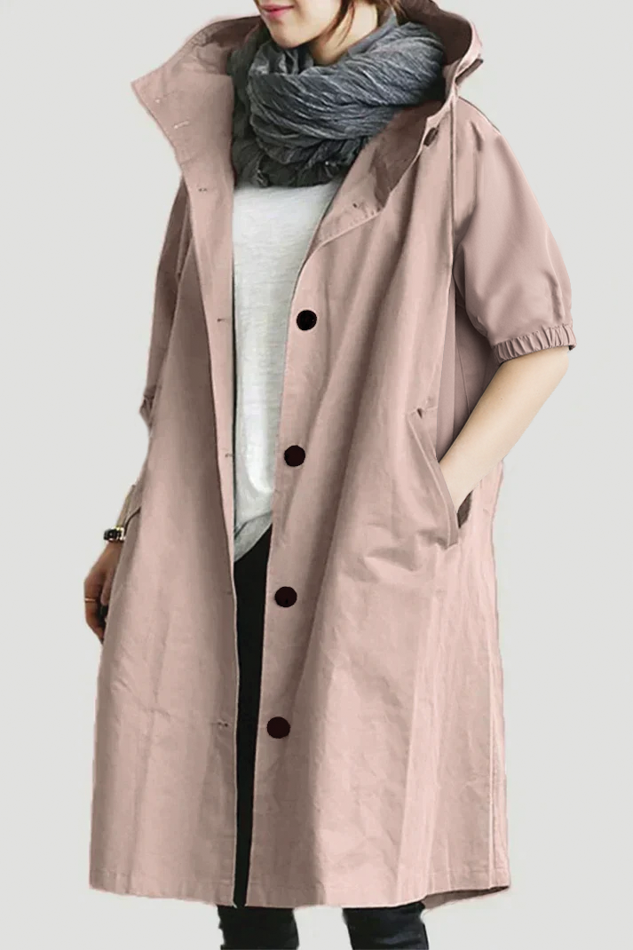 Hooded Trench Coat with Belt for Women