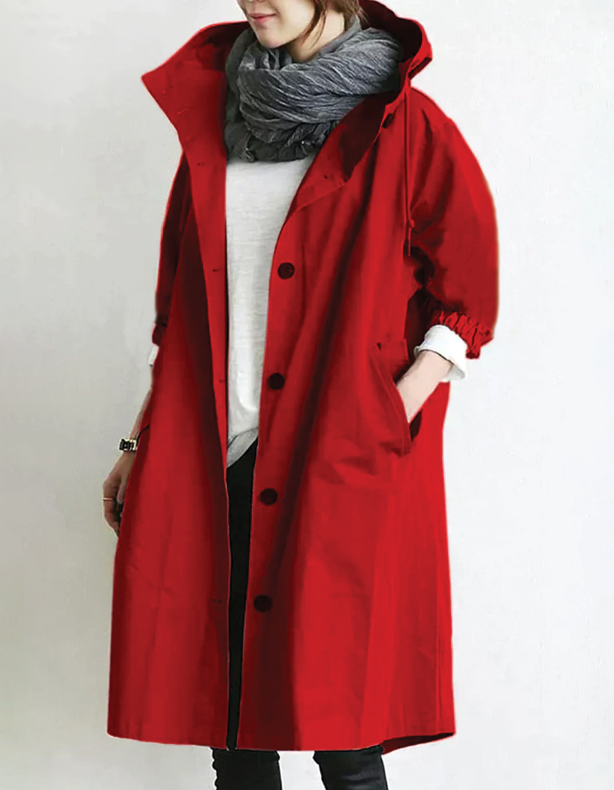 Hooded Trench Coat with Belt for Women