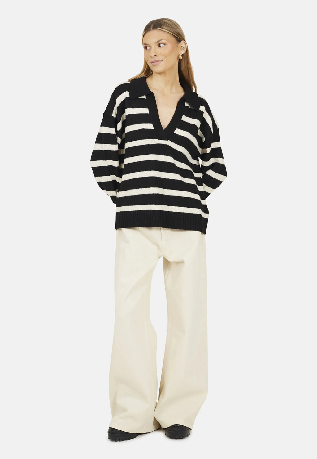 Striped Knit Sweater for Women
