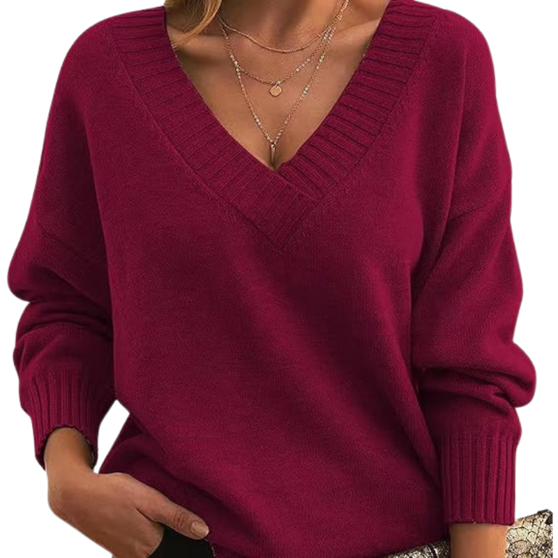 Soft V-Neck Knit Jumper for Women
