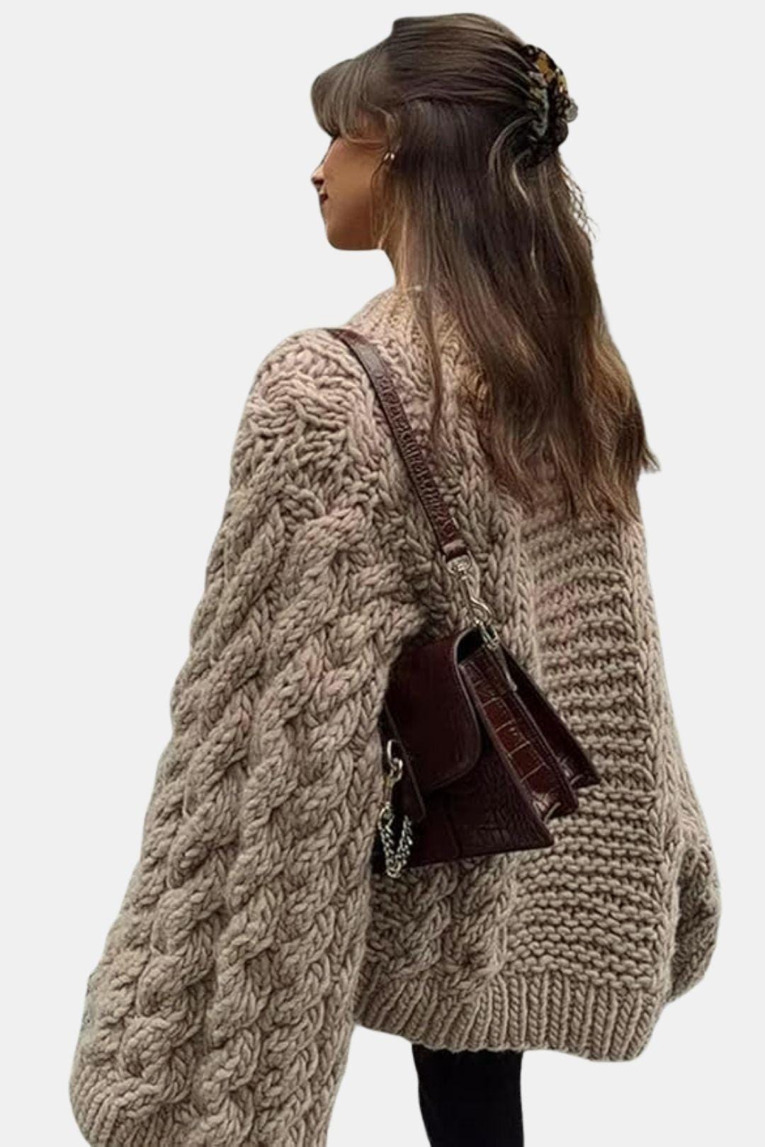 Cable-Knit Trumpet-Sleeve Sweater for Women