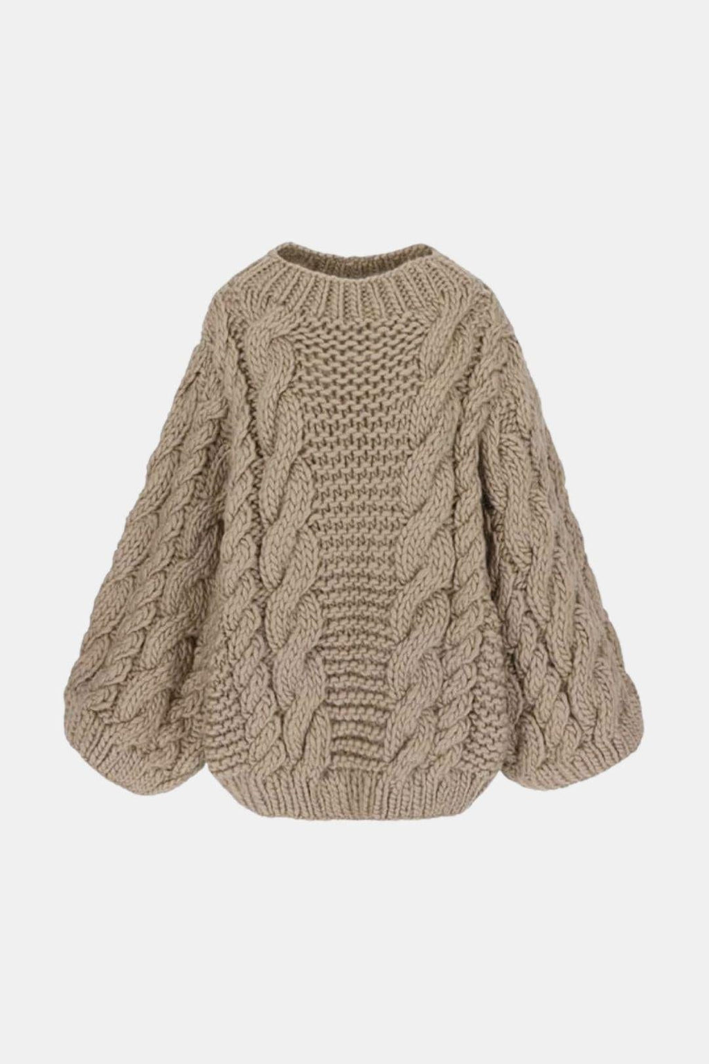 Cable-Knit Trumpet-Sleeve Sweater for Women