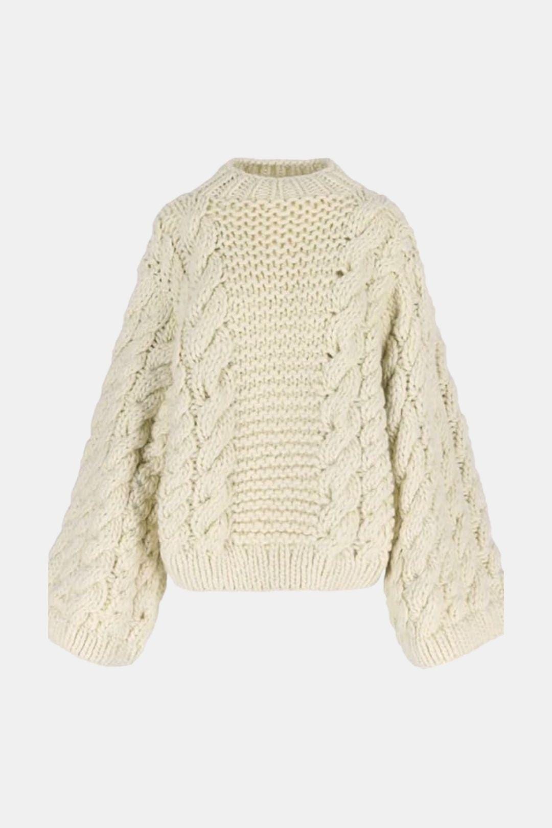 Cable-Knit Trumpet-Sleeve Sweater for Women