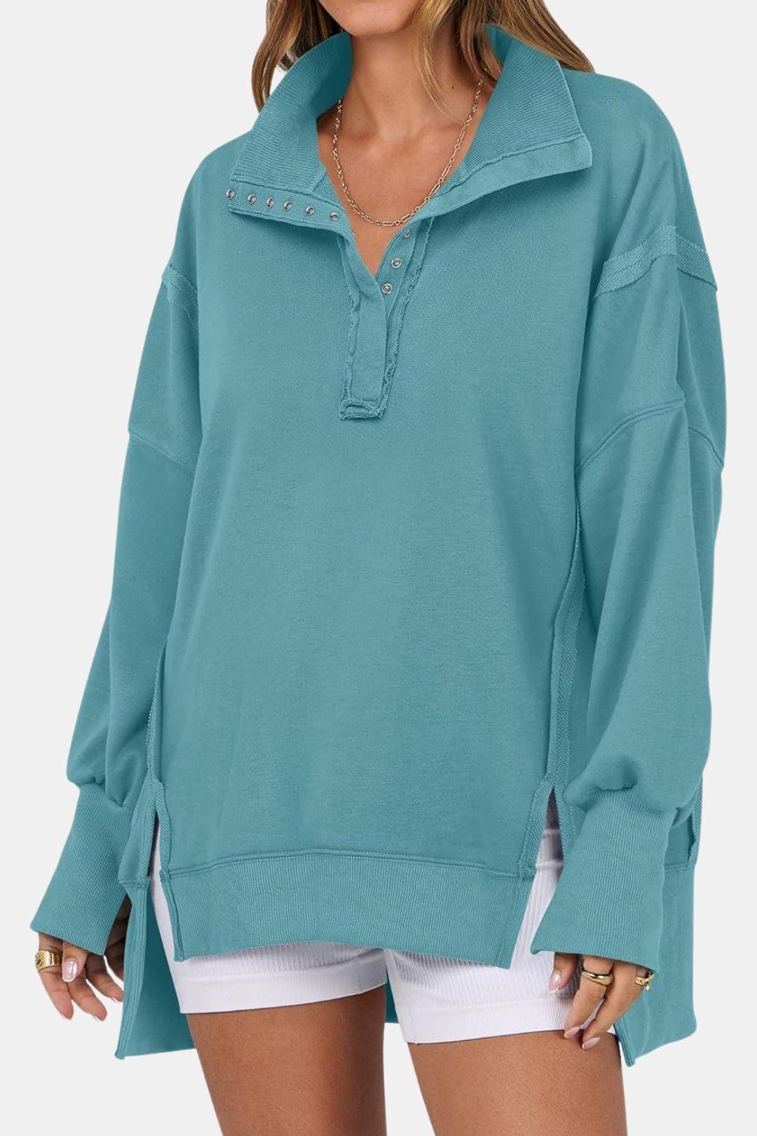 Polo-Collar Sweatshirt for Women