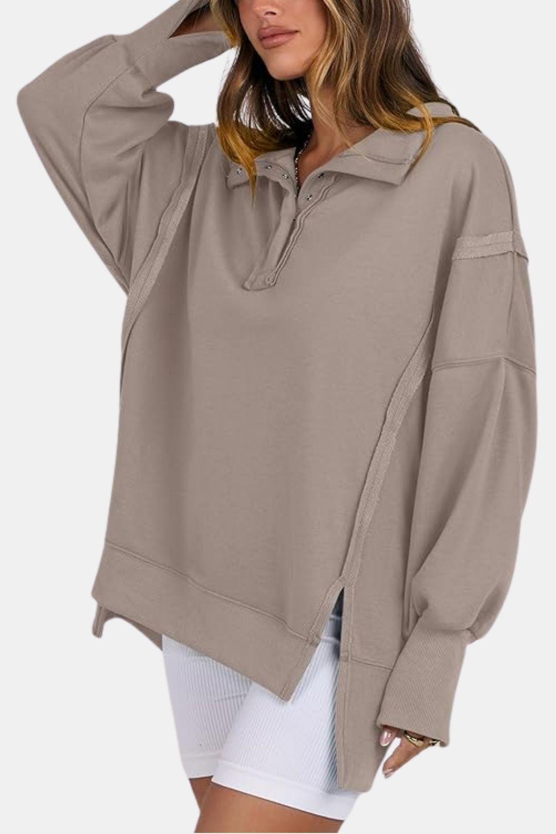 Polo-Collar Sweatshirt for Women