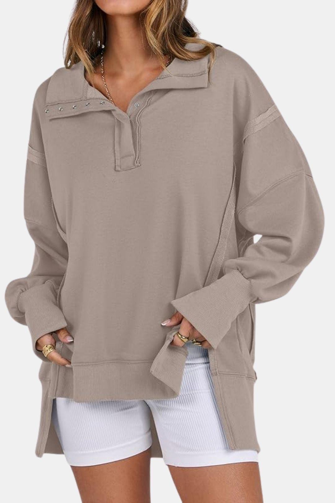 Polo-Collar Sweatshirt for Women