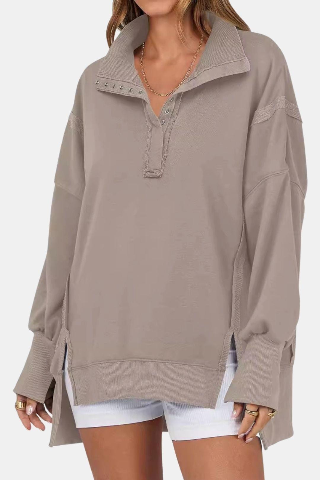 Polo-Collar Sweatshirt for Women