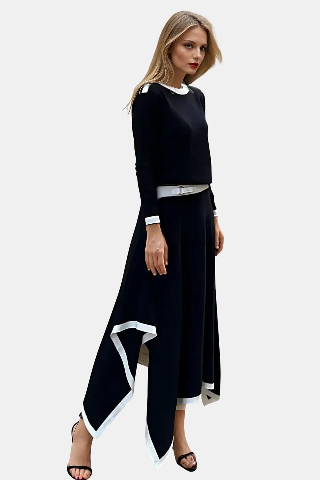 Contrast Round Neck Sweater for Women