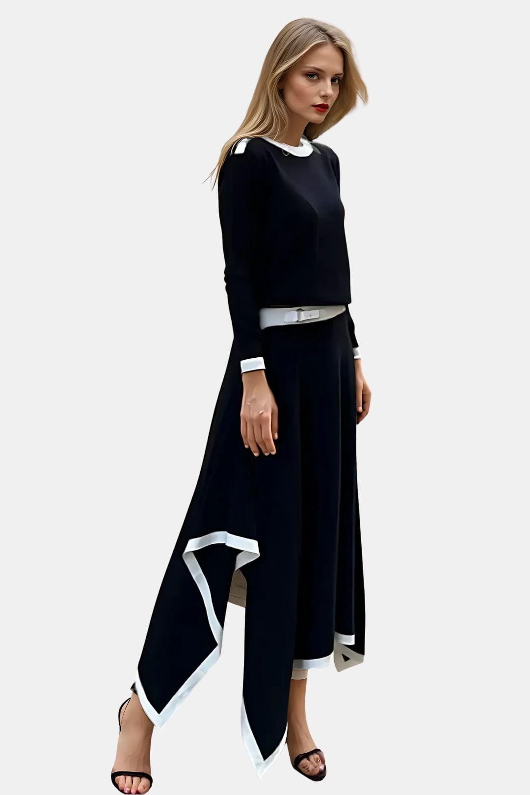 Contrast Round Neck Sweater for Women