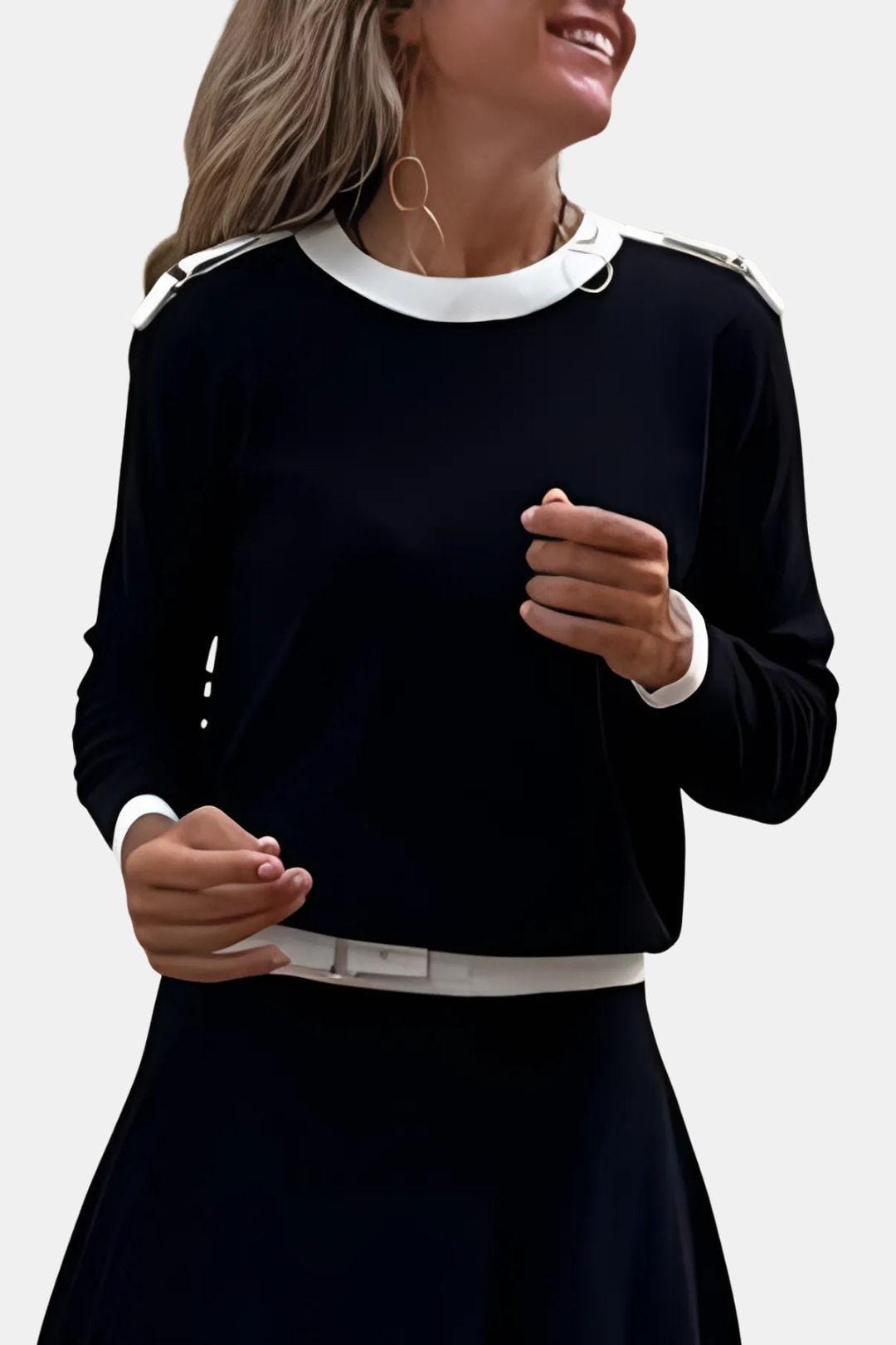 Contrast Round Neck Sweater for Women