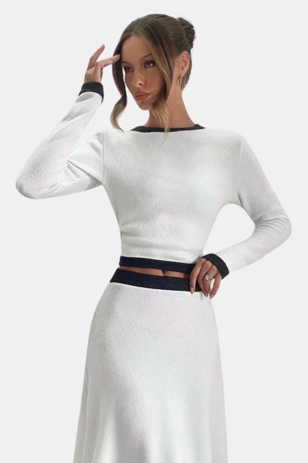 Contrast Round Neck Sweater for Women