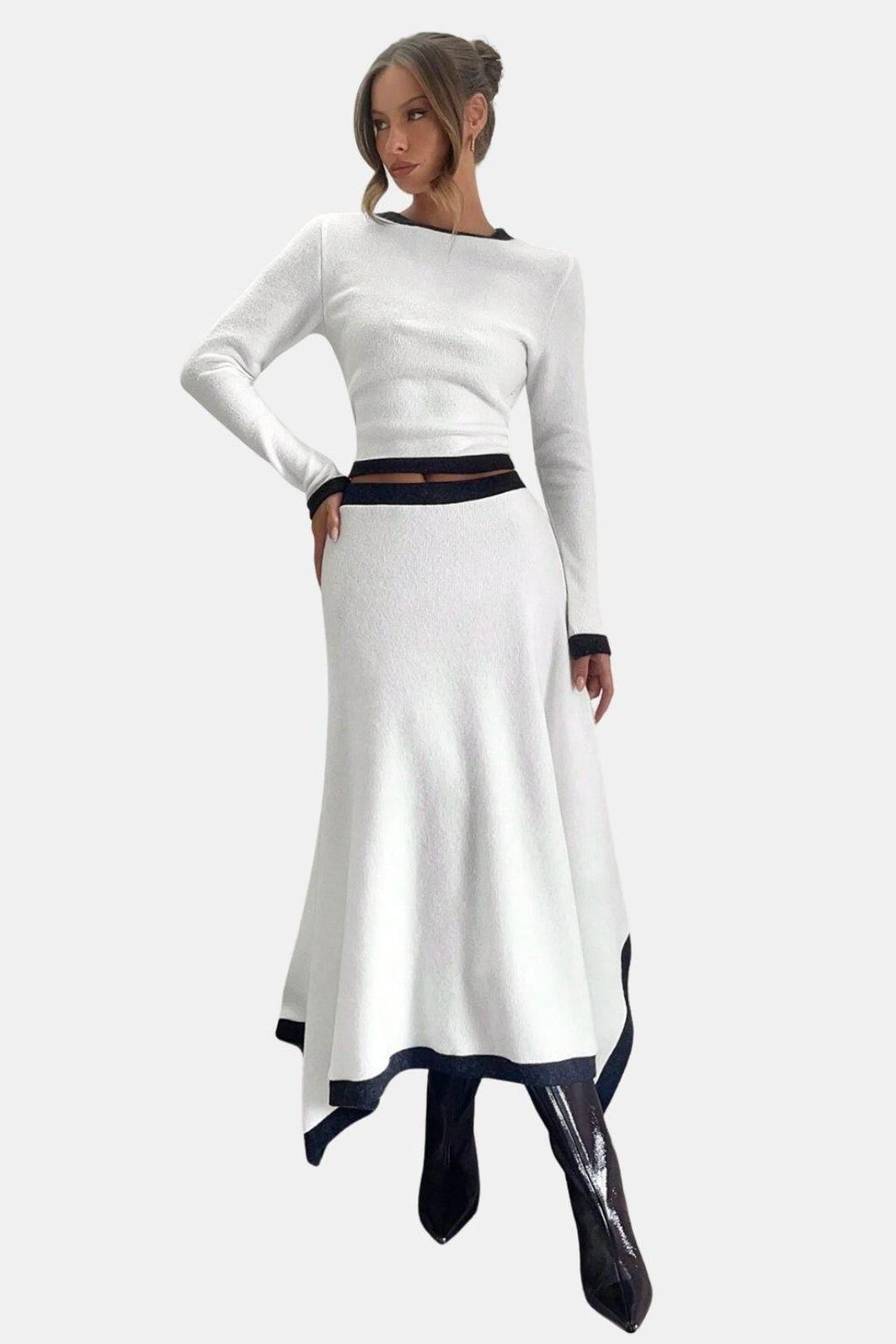 Contrast Round Neck Sweater for Women