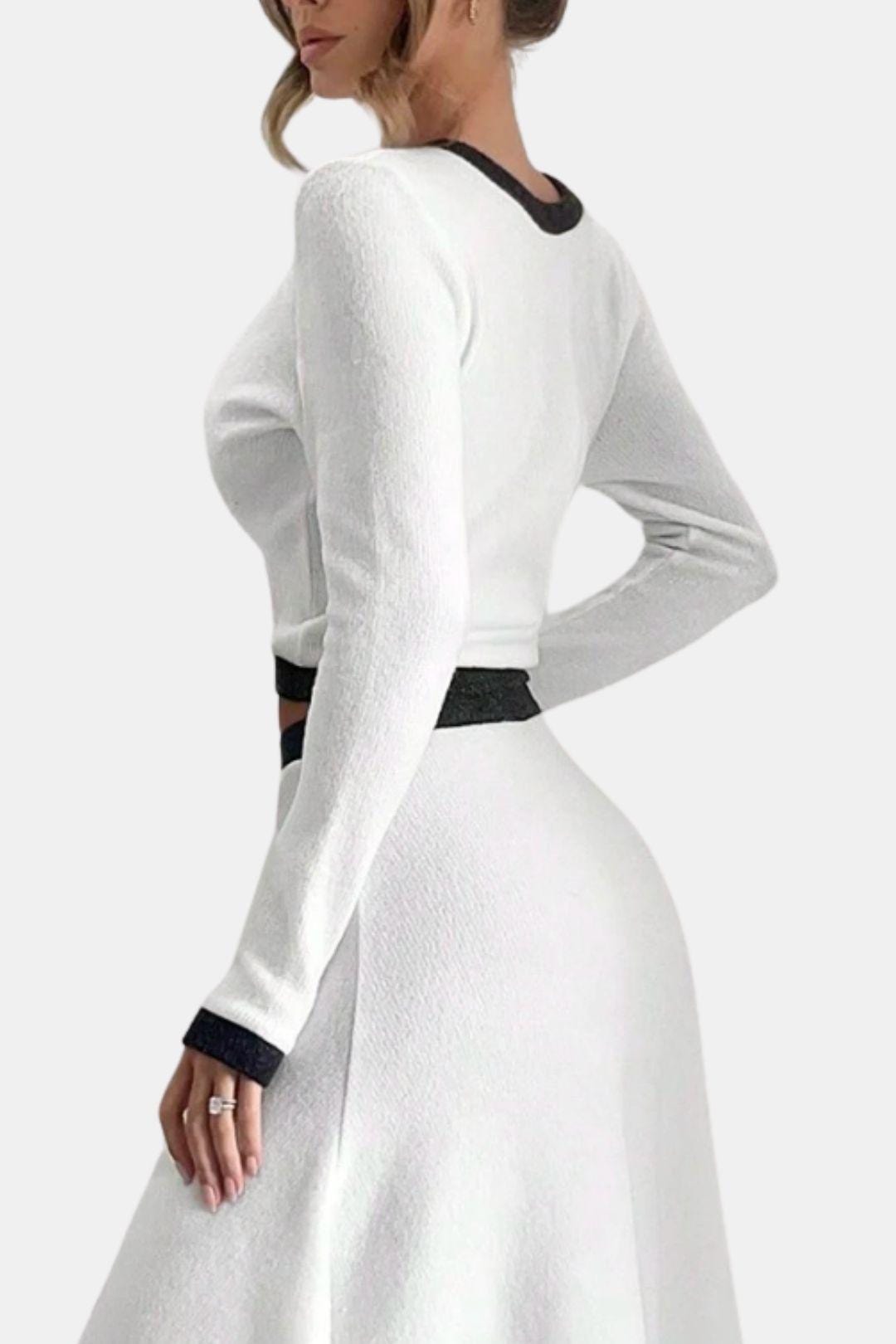 Contrast Round Neck Sweater for Women