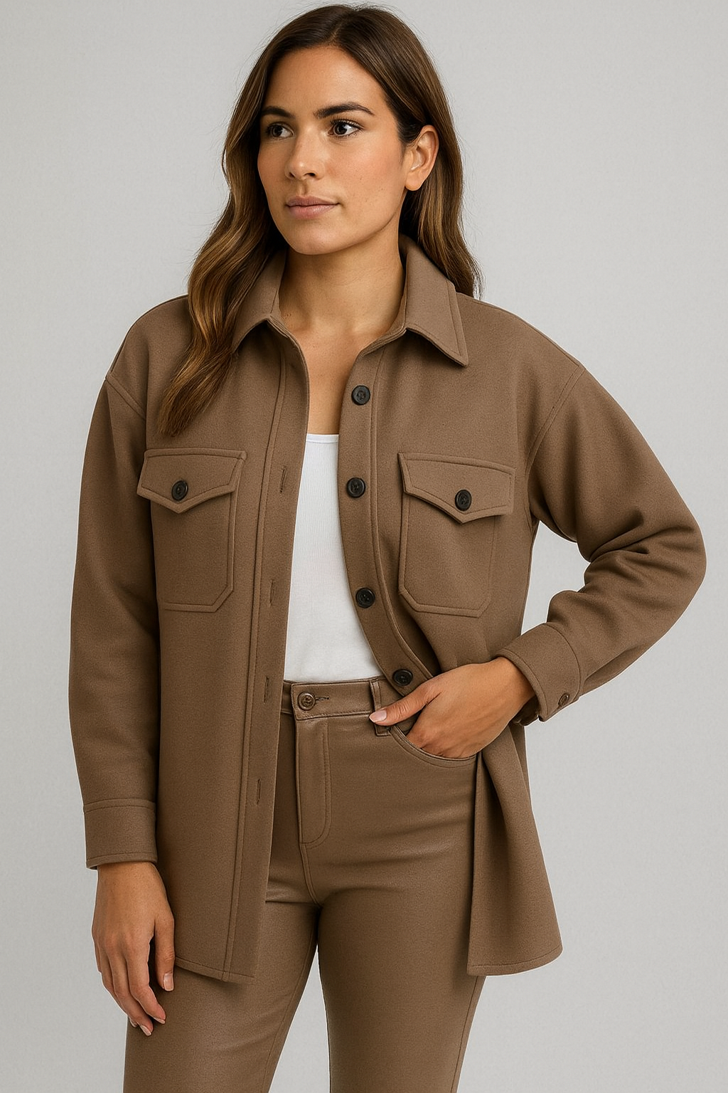 Wind- & Waterproof Jacket with Collar & Buttons for Women