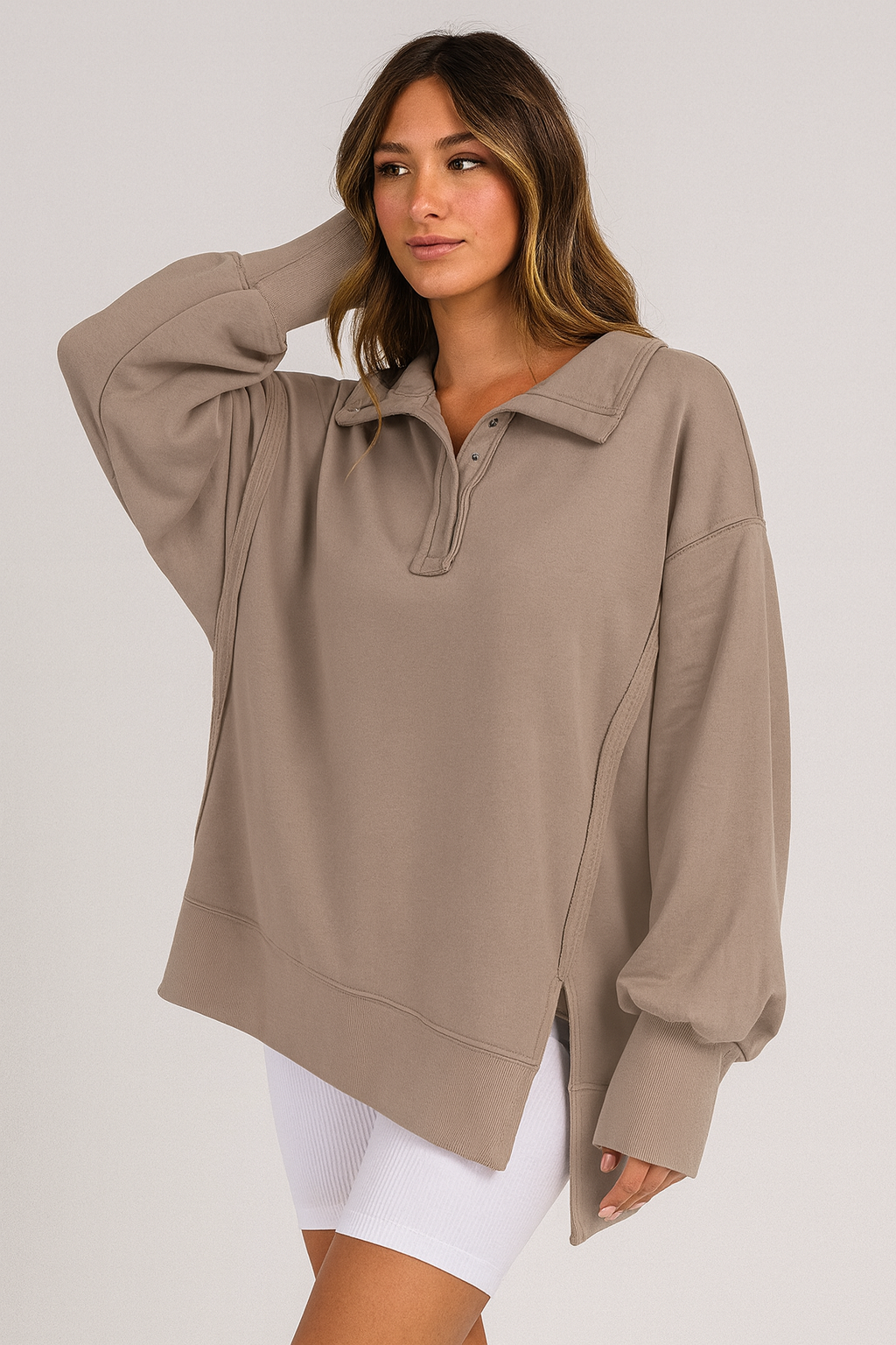 Polo-Collar Sweatshirt for Women