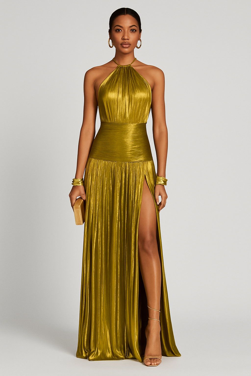 Off-Shoulder Maxi Dress in Green for Women