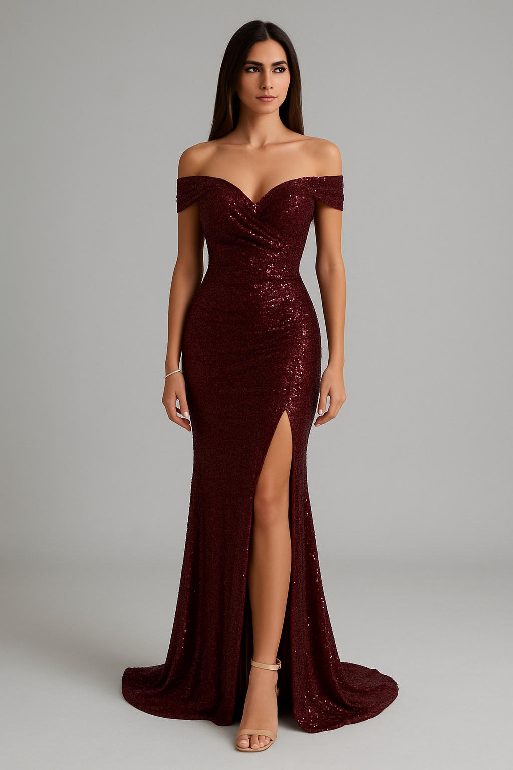 Off-Shoulder Sequin Maxi Dress for Women