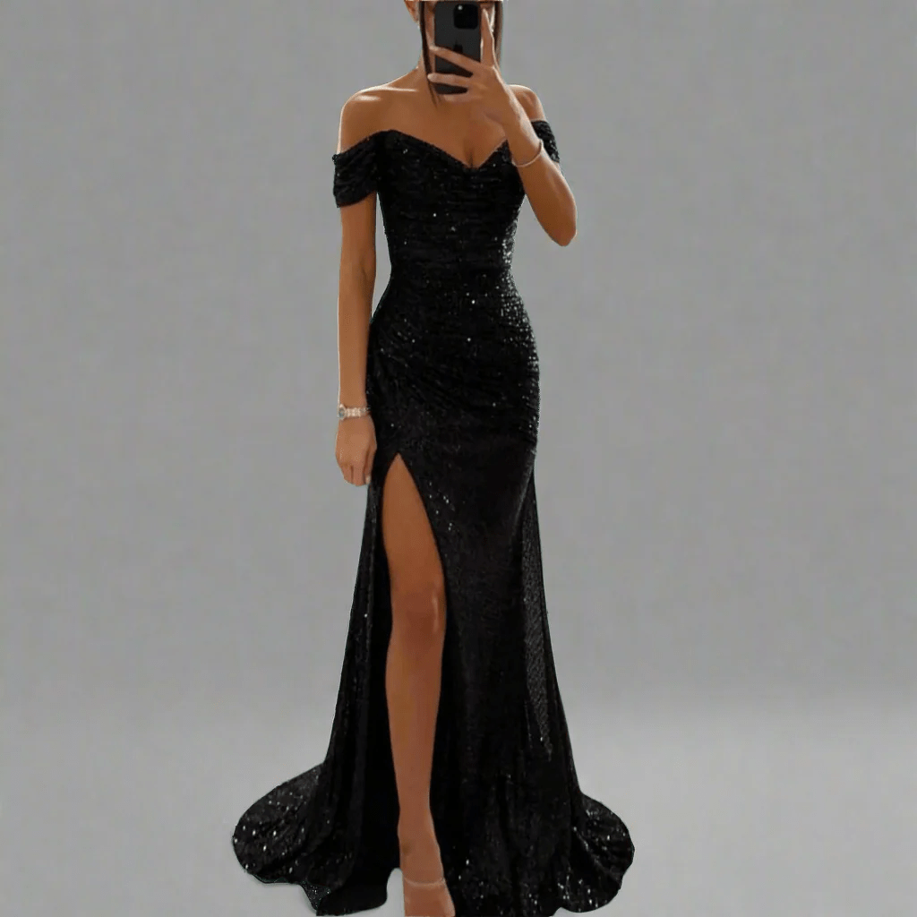 Off-Shoulder Sequin Maxi Dress for Women