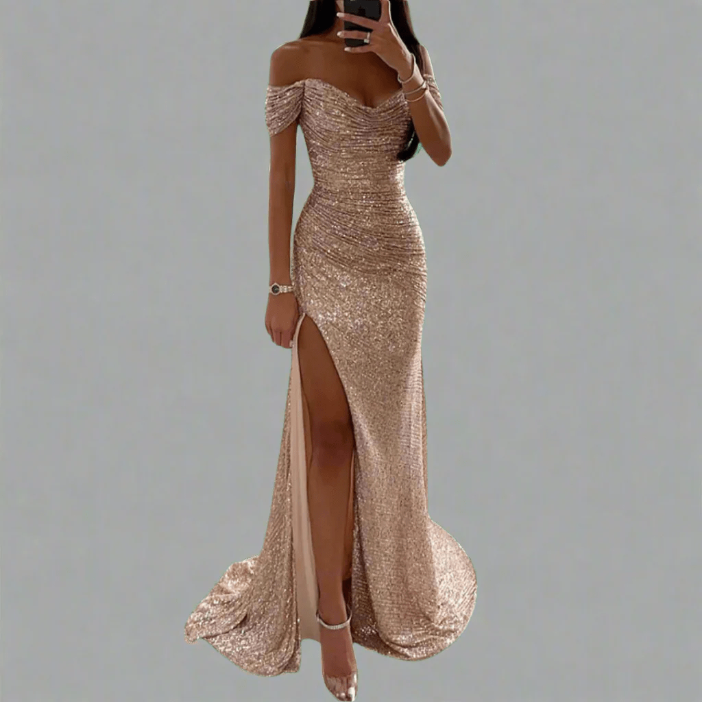 Off-Shoulder Sequin Maxi Dress for Women