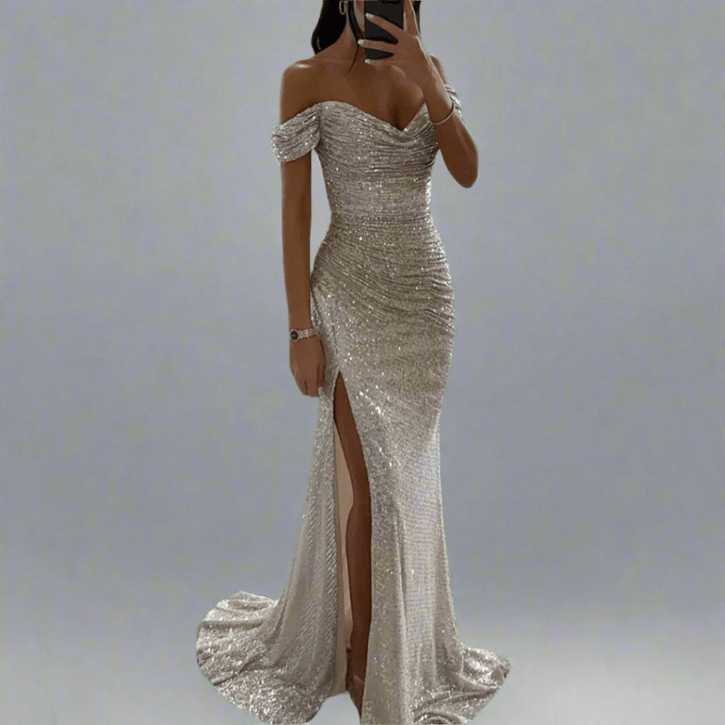 Off-Shoulder Sequin Maxi Dress for Women