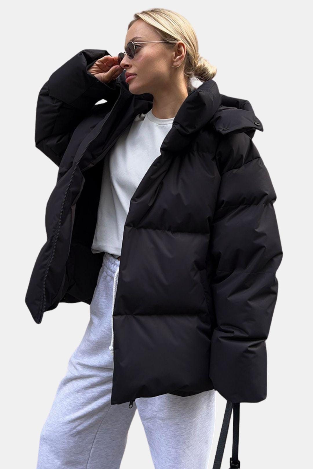 Oversized Hooded Puffer Jacket for Women