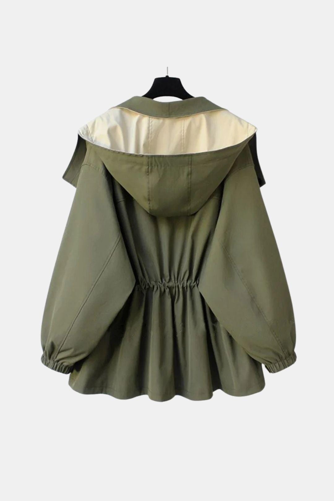 Waterproof Hooded Windbreaker Jacket with Drawcord Waist for Women