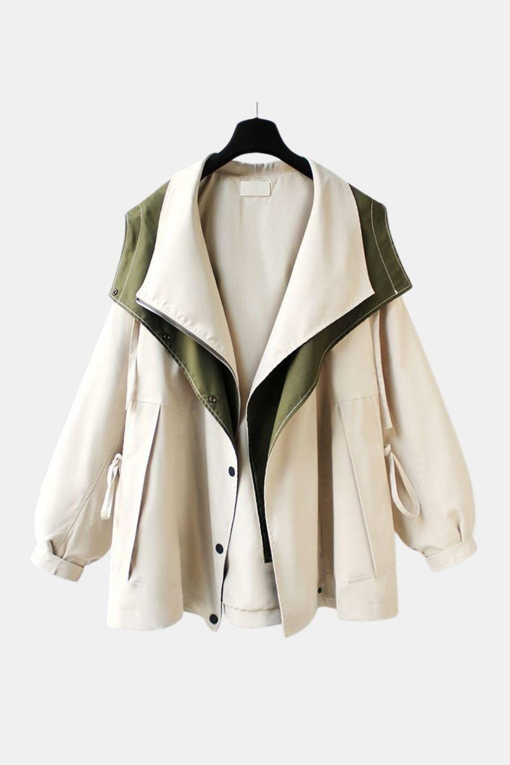 Waterproof Hooded Windbreaker Jacket with Drawcord Waist for Women