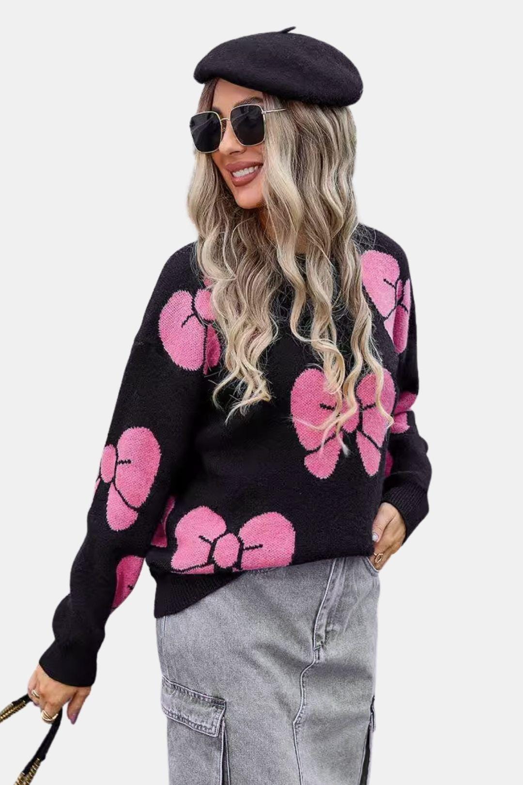 Knitted Bow Detail Sweater for Women