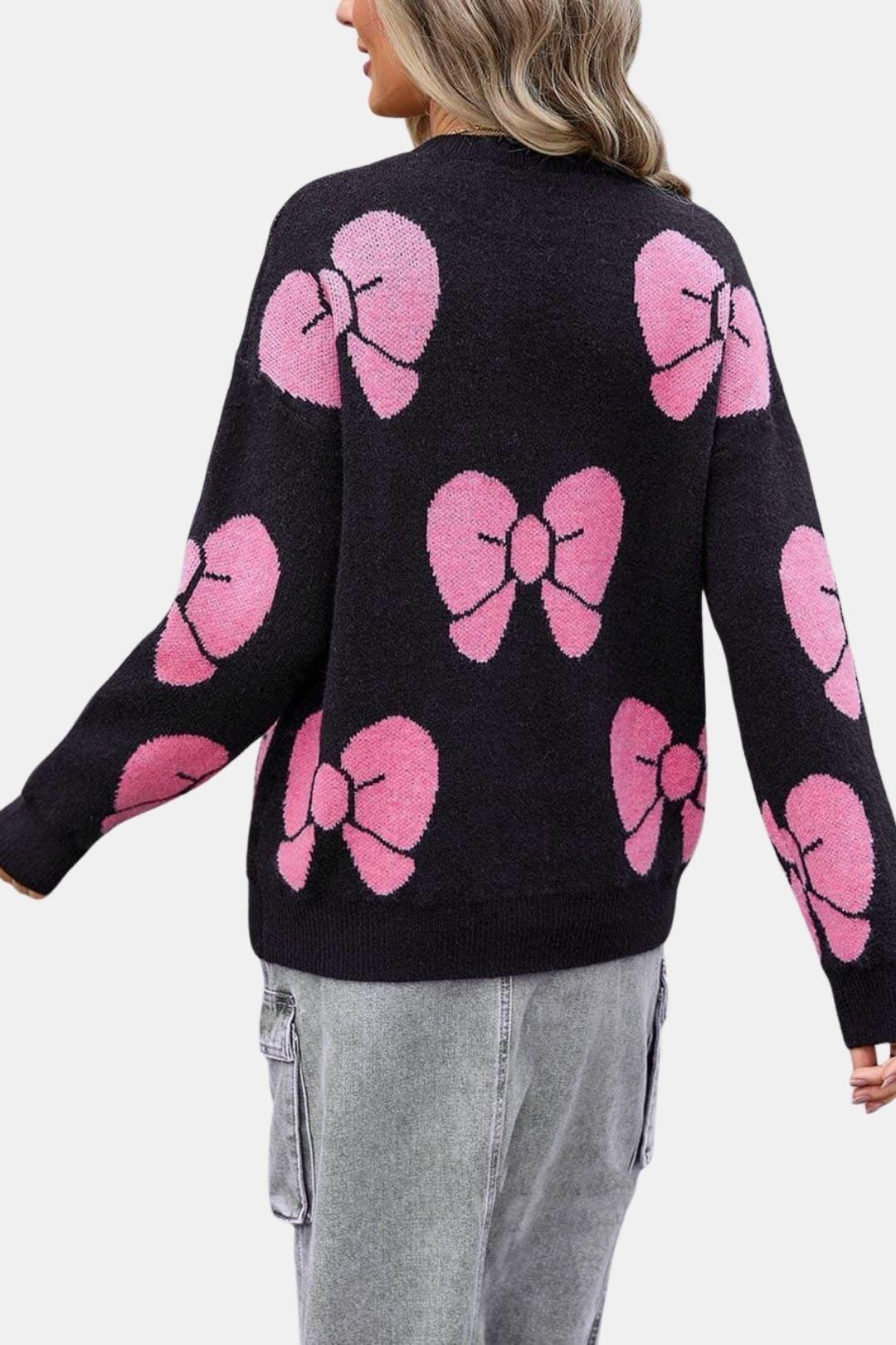 Knitted Bow Detail Sweater for Women