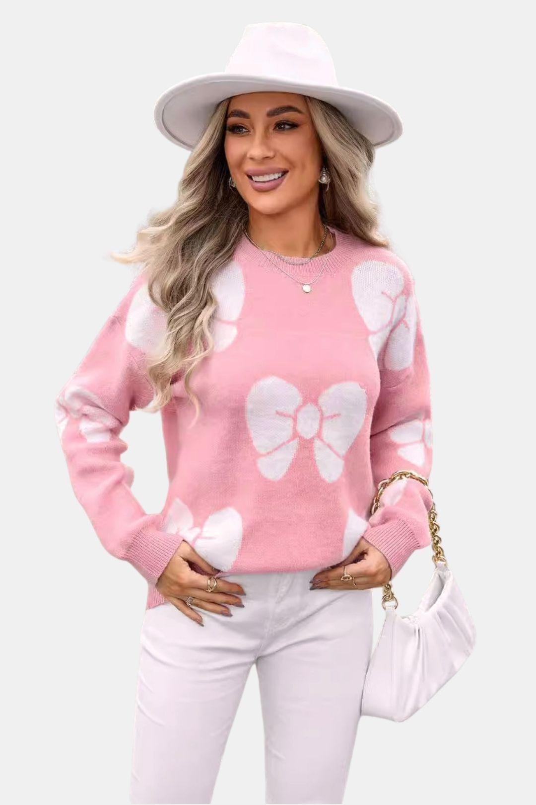 Knitted Bow Detail Sweater for Women