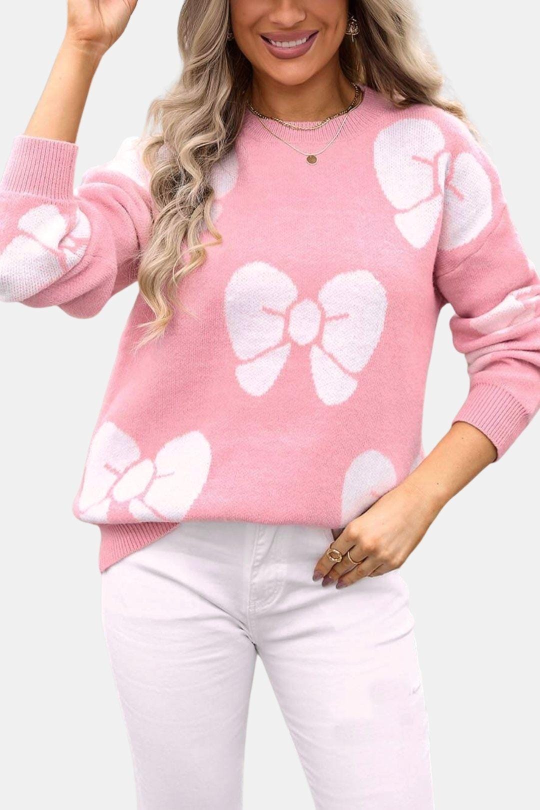 Knitted Bow Detail Sweater for Women