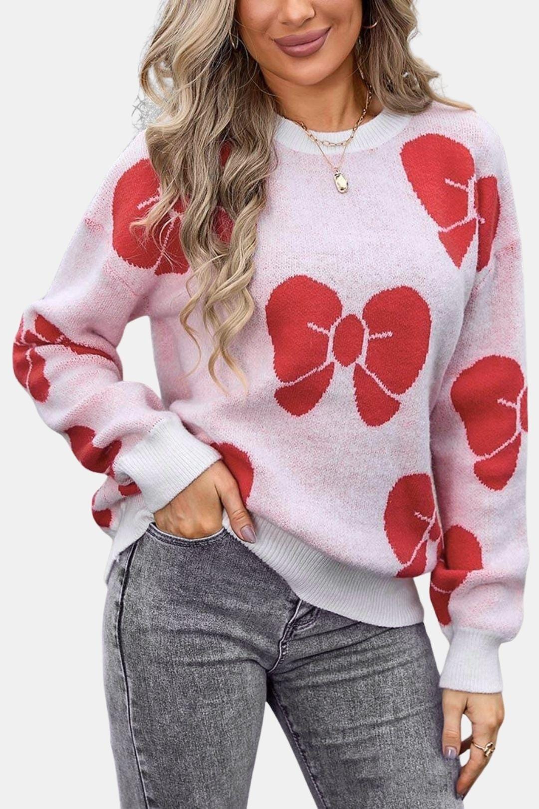 Knitted Bow Detail Sweater for Women