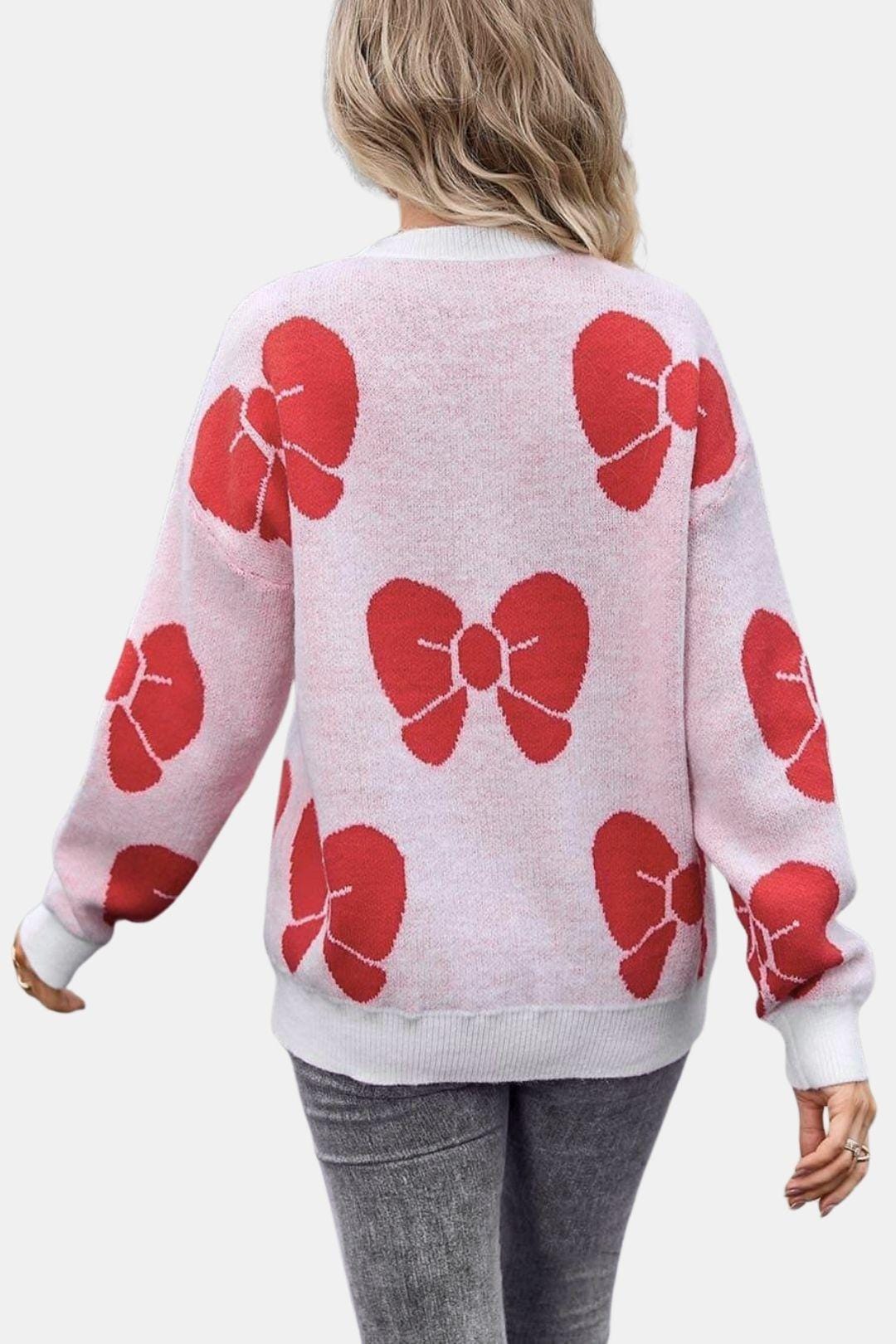 Knitted Bow Detail Sweater for Women