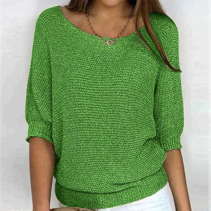 Loose-Fit Textured Knit Pullover for Women