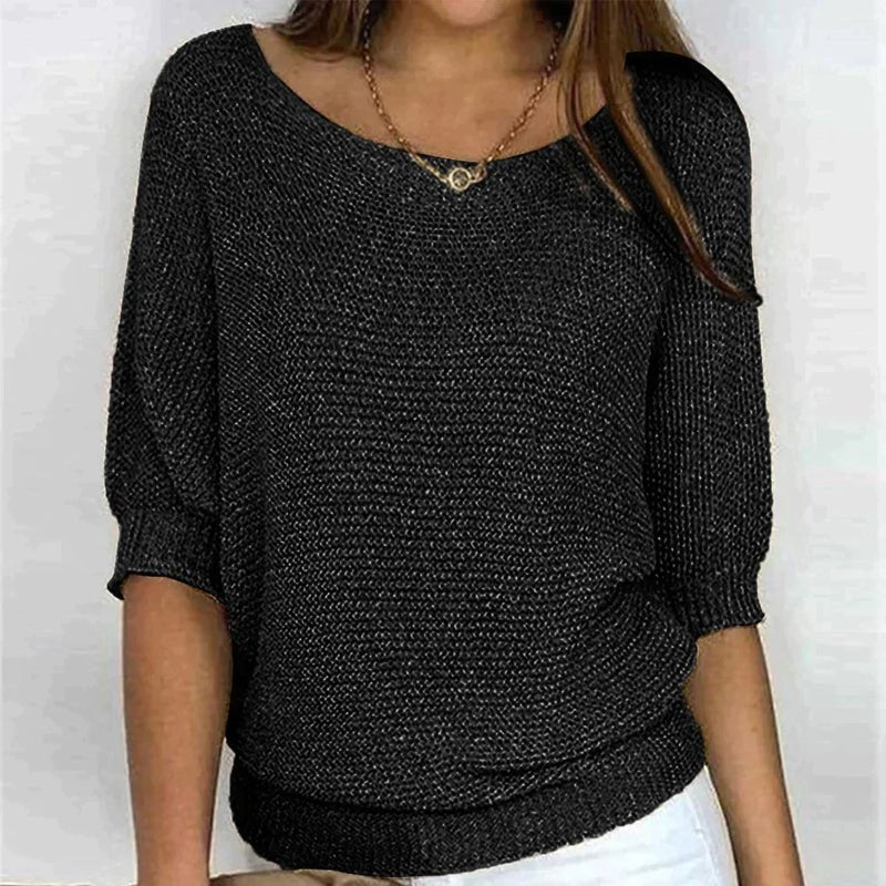 Loose-Fit Textured Knit Pullover for Women