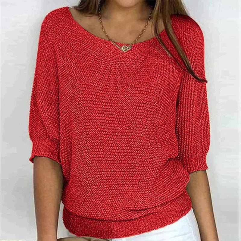Loose-Fit Textured Knit Pullover for Women