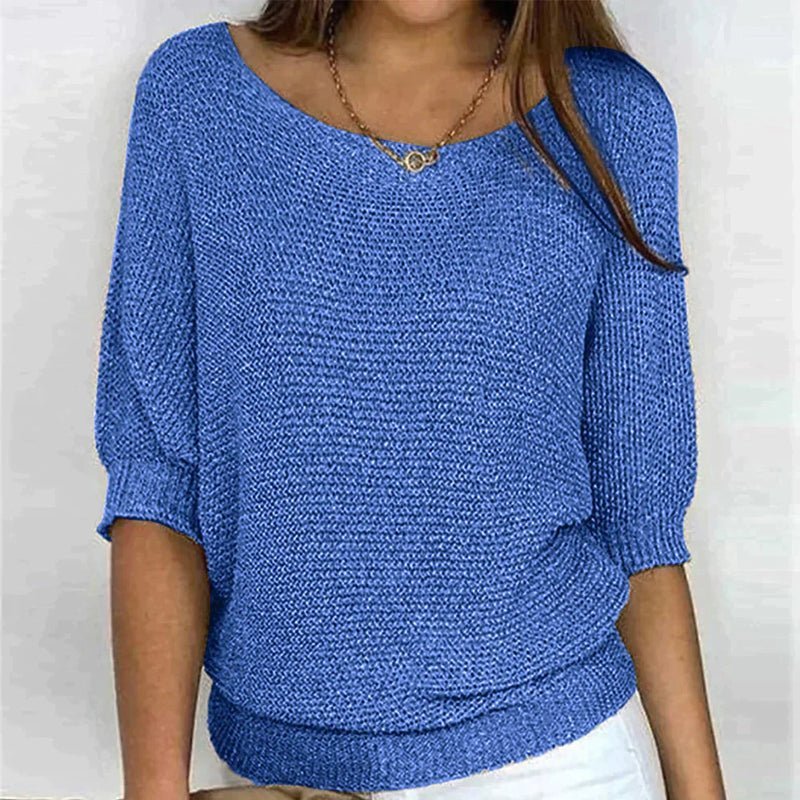 Loose-Fit Textured Knit Pullover for Women