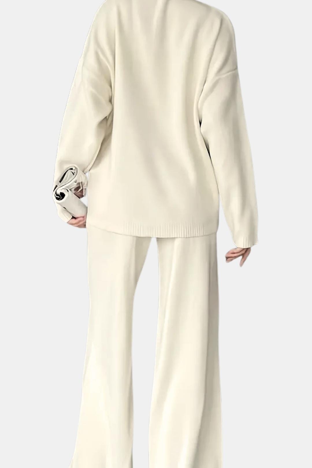 Solid Colour Turtleneck Knit Set for Women