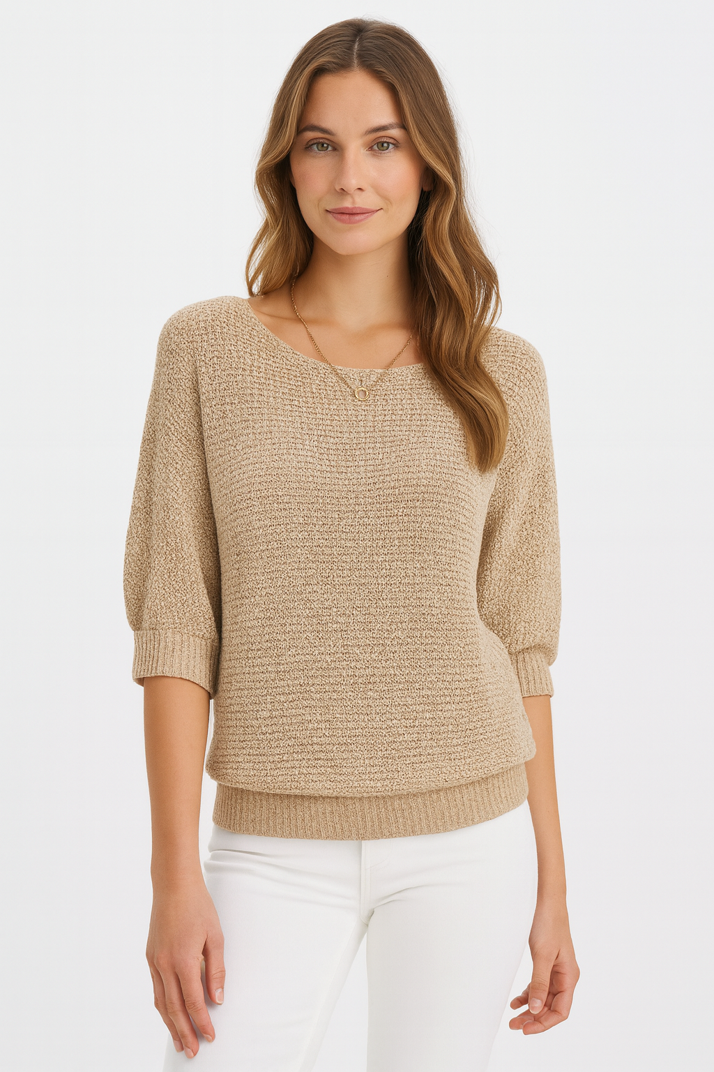 Loose-Fit Textured Knit Pullover for Women