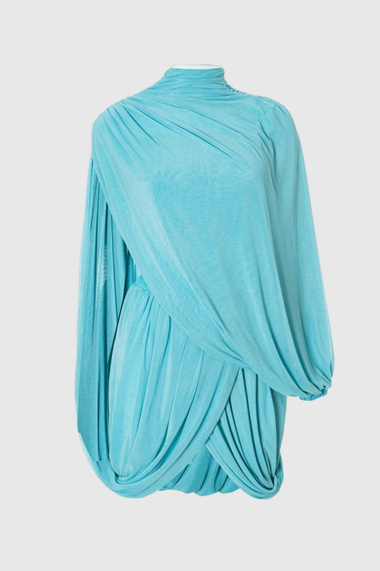 Flowing-Sleeve Mini Dress in Blue for Women