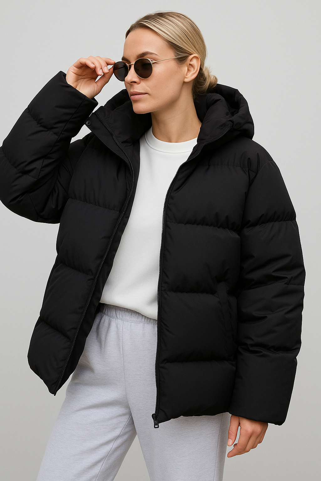 Oversized Hooded Puffer Jacket for Women