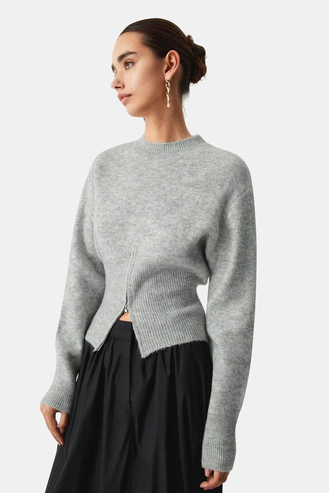 Half-Zip Fuzzy Sweater for Women