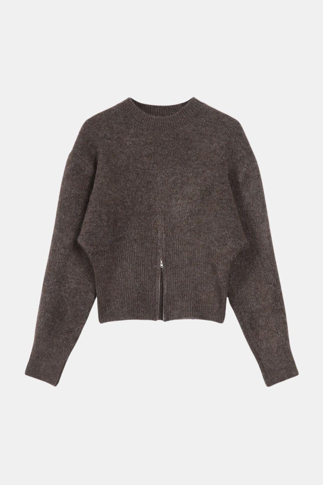 Half-Zip Fuzzy Sweater for Women
