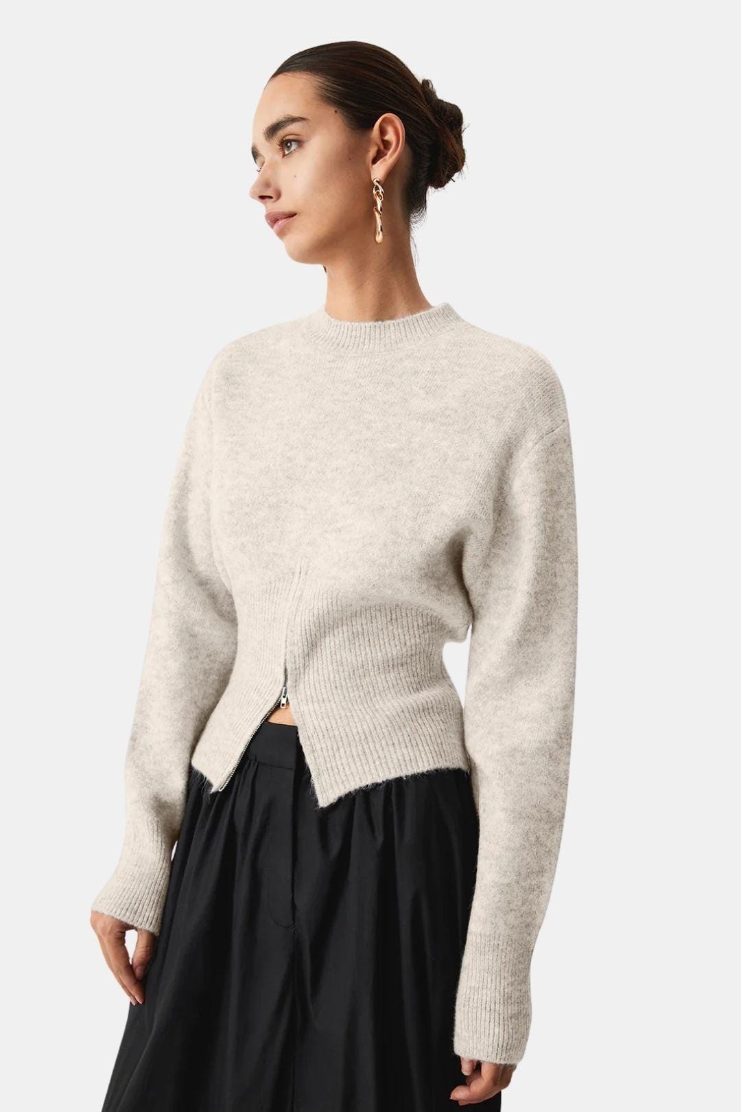 Half-Zip Fuzzy Sweater for Women