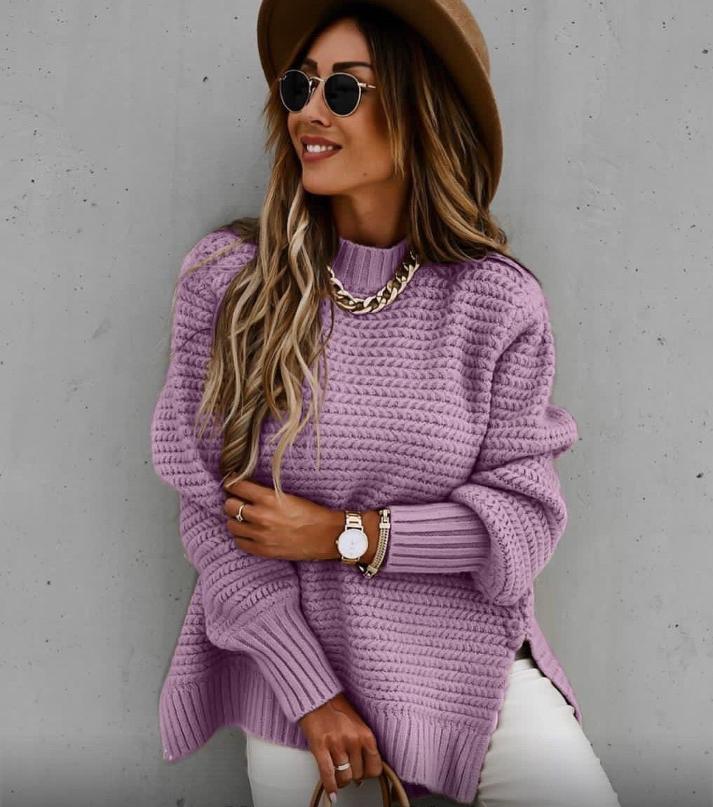 Chunky High-Neck Knit Sweater for Women