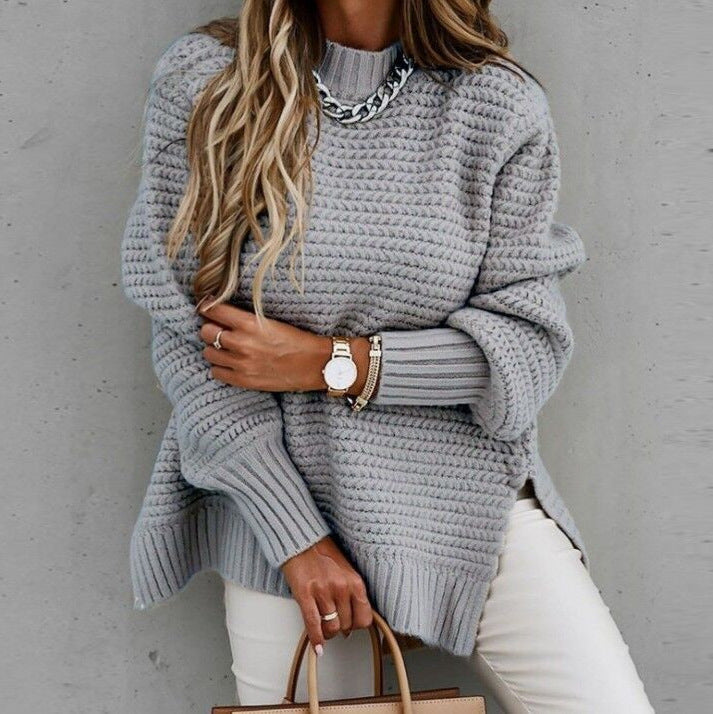 Chunky High-Neck Knit Sweater for Women