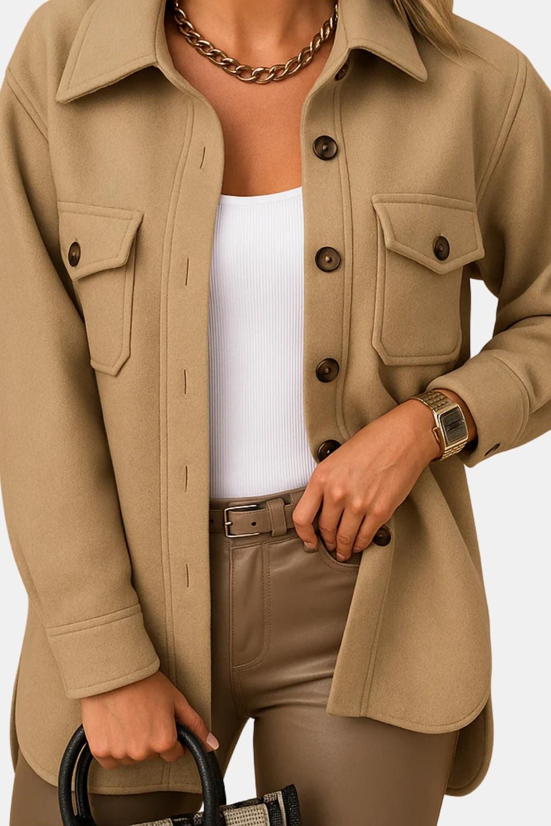 Wind- & Waterproof Jacket with Collar & Buttons for Women